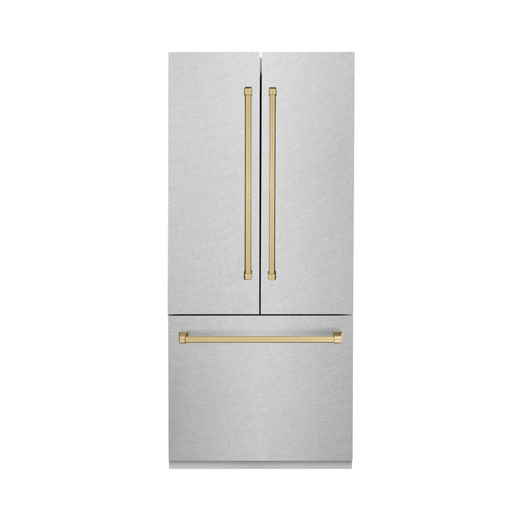 ZLine Autograph Refrigerator with Champagne Bronze Handles