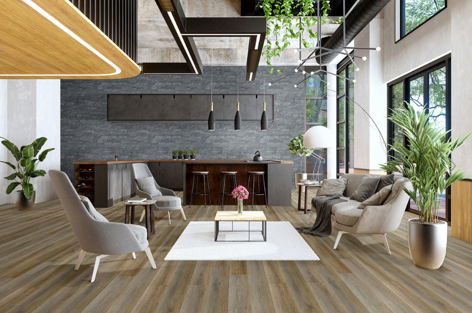 Smithcliffs Delray Hybrid Ridge Core featured in a modern open concept space