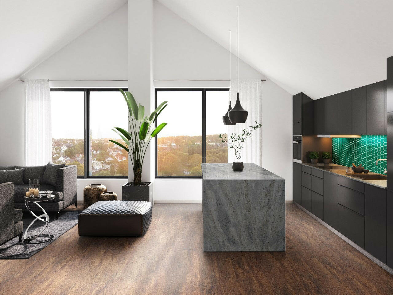Prescott Braly Luxury Vinyl Flooring - Luxury Vinyl Flooring featured in a modern loft kitchen