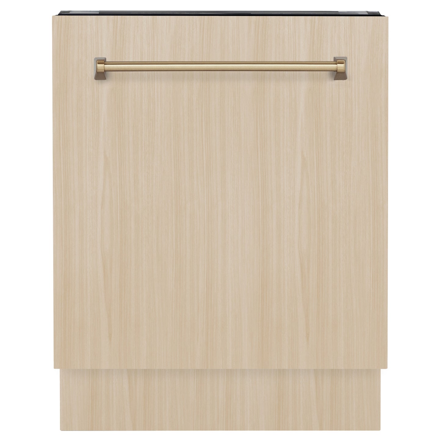 ZLINE Autograph Edition 24" Tallac Series 3rd Rack Top Control Built-In Tall Tub Dishwasher in Custom Panel Ready with Champagne Bronze Handle, 51dBa (DWVZ-24-CB)