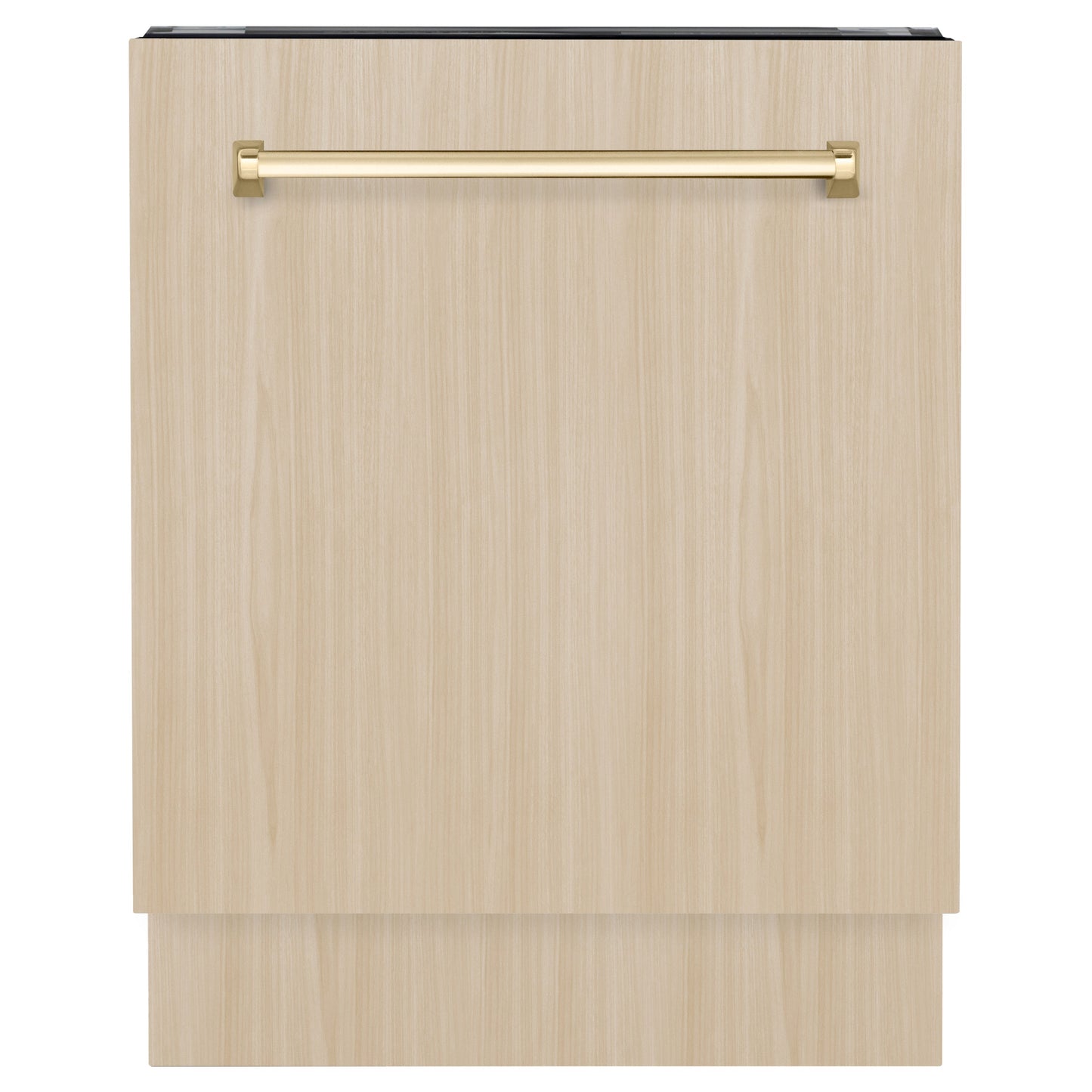 ZLINE Autograph Edition 24" Tallac Series 3rd Rack Top Control Built-In Tall Tub Dishwasher in Custom Panel Ready with Polished Gold Handle, 51dBa (DWVZ-24-G)