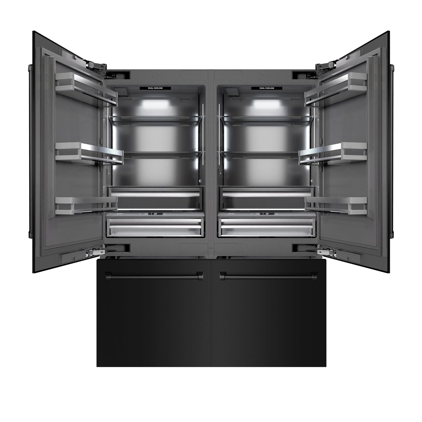 ZLINE 60 in. 32.2 cu. ft. French Door Built-In Bottom Freezer Refrigerator with Water Dispensers and Ice Makers in Black Stainless Steel with Graphite Gray Interior (GRBIV-BS-60)