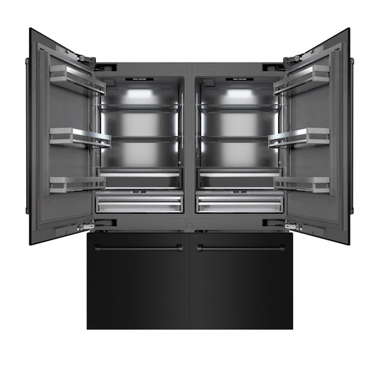 ZLINE 60 in. 32.2 cu. ft. French Door Built-In Bottom Freezer Refrigerator with Water Dispensers and Ice Makers in Black Stainless Steel with Graphite Gray Interior (GRBIV-BS-60)