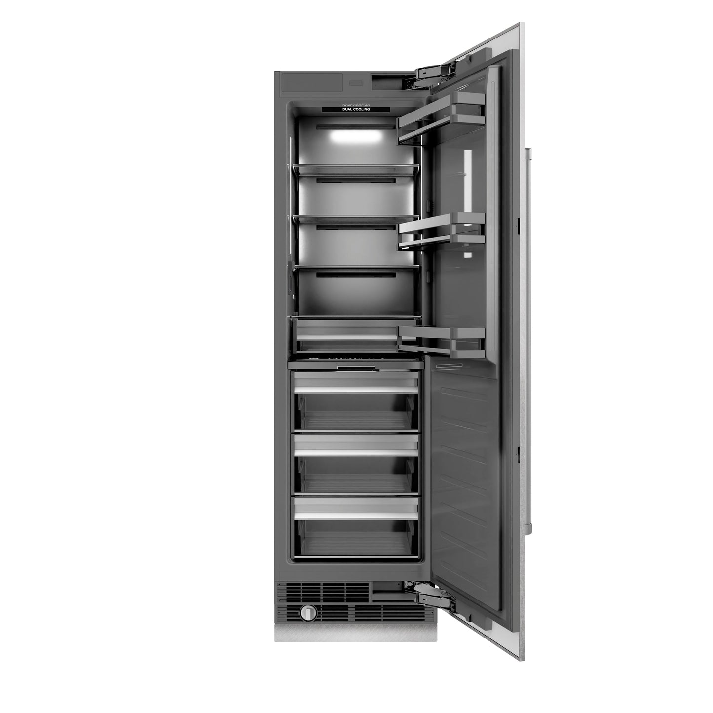 ZLINE 24 in. 12.5 cu. ft. Column Refrigerator in DuraSnow® Stainless Steel with Graphite Gray Interior (RCRV-SN-24)