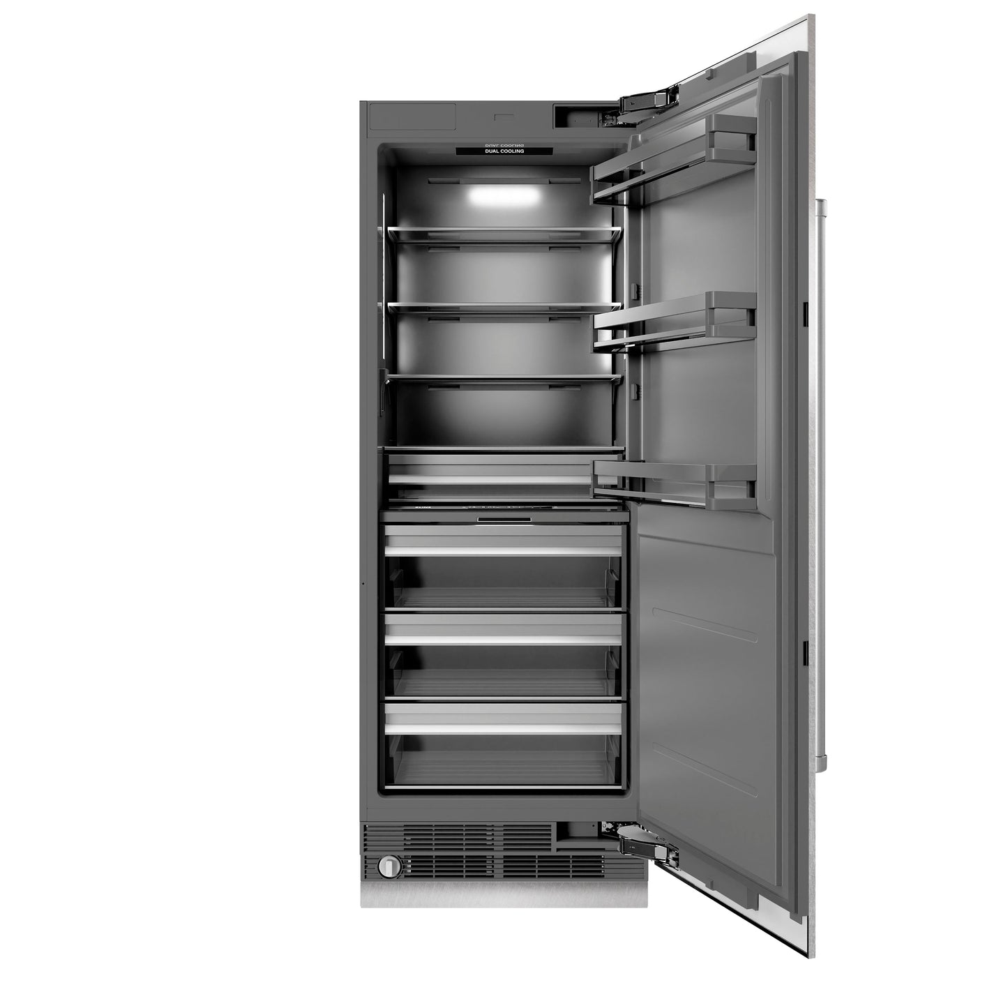 ZLINE 30 in. 16.7 cu. ft. Column Refrigerator in DuraSnow® Stainless Steel with Graphite Gray Interior (RCRV-SN-30)
