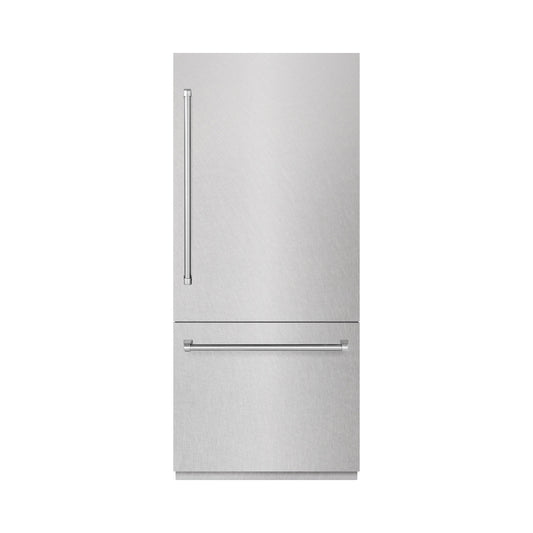 ZLINE 36 in. 19.8 cu. ft. Built-In Bottom Freezer Refrigerator with Water Dispenser and Ice Maker in DuraSnow® Stainless Steel (RBIT-SN-36)