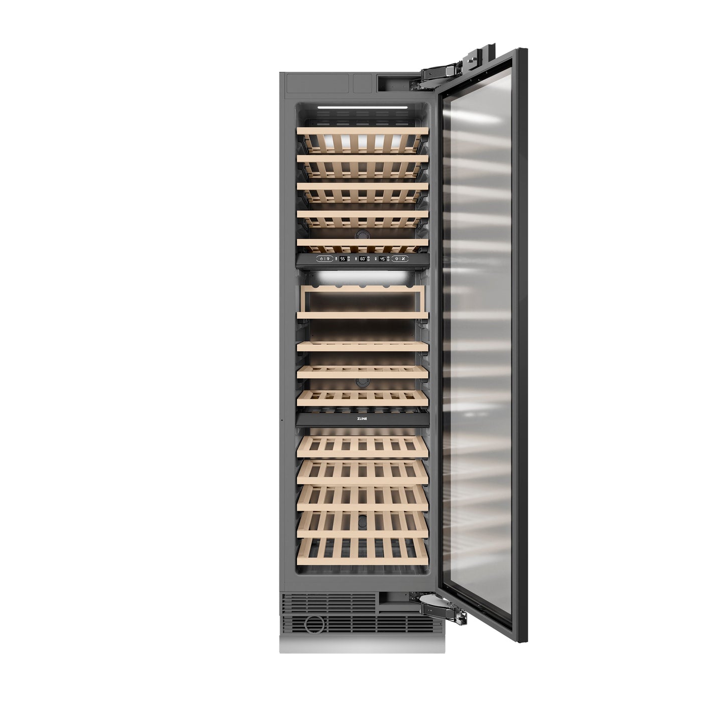 ZLINE Autograph Edition 24 in. 12.4 cu. ft. Triple Zone 100 Bottle Panel Ready Column Wine Cooler with Champagne Bronze Accents (RBCWVZ-24-CB)