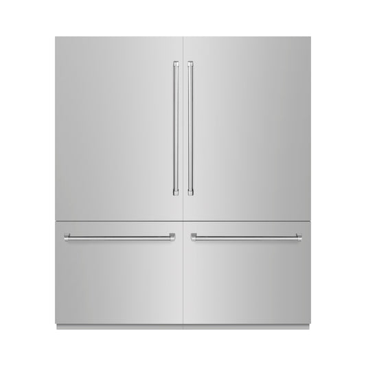 ZLINE 72 in. 39.6 cu. ft. French Door Built-In Bottom Freezer Refrigerator with Water Dispensers and Ice Makers in Stainless Steel (RBIT-304-72)