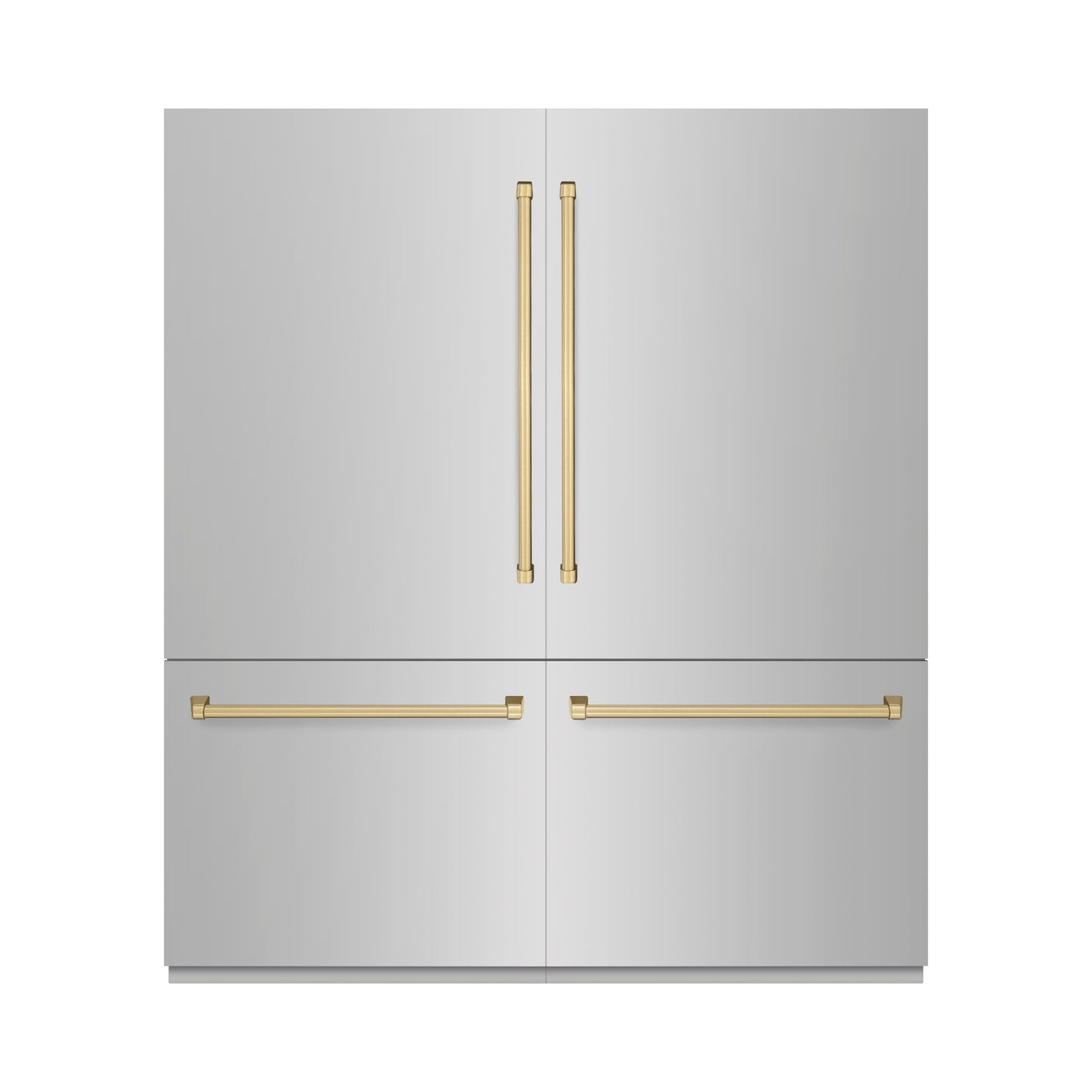 ZLINE Autograph Edition 72 in. 39.6 cu. ft. French Door Built-In Bottom Freezer Refrigerator with Water Dispensers and Ice Makers in Stainless Steel with Champagne Bronze Accents (RBITZ-304-72CB)