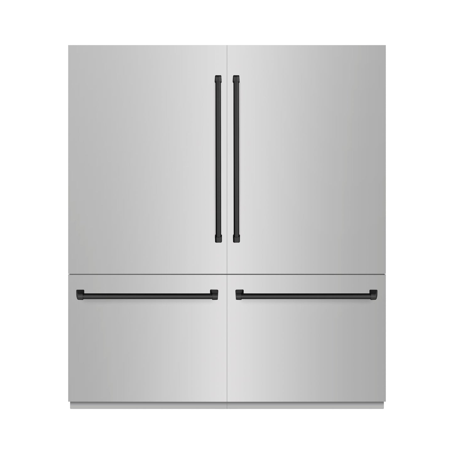 ZLINE Autograph Edition 72 in. 39.6 cu. ft. French Door Built-In Bottom Freezer Refrigerator with Water Dispensers and Ice Makers in Stainless Steel with Matte Black Accents (RBITZ-304-72MB)