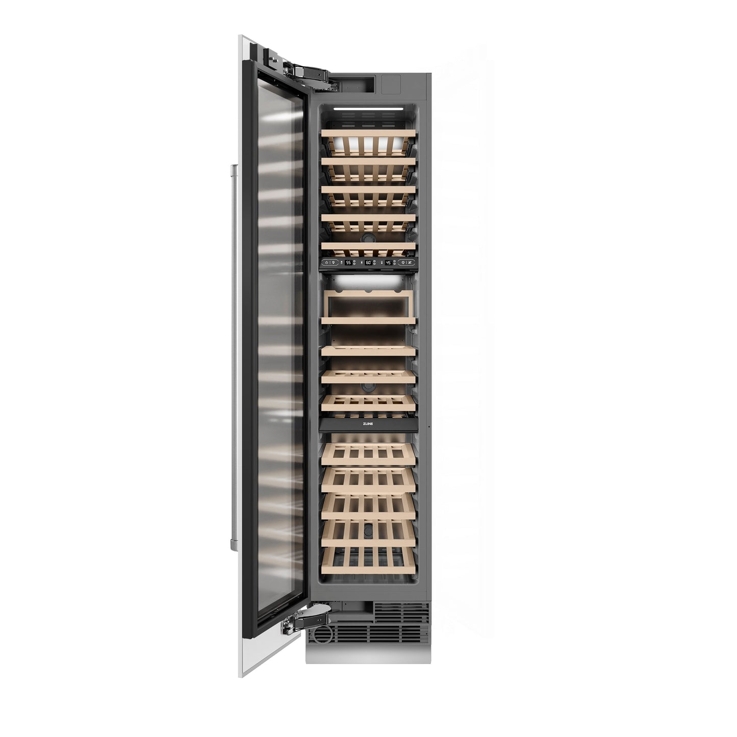 ZLINE 18 in. 9.0 cu. ft. Triple Zone 68 Bottle Left Hinge Column Wine Cooler in White Matte (RCWVL-WM-18)