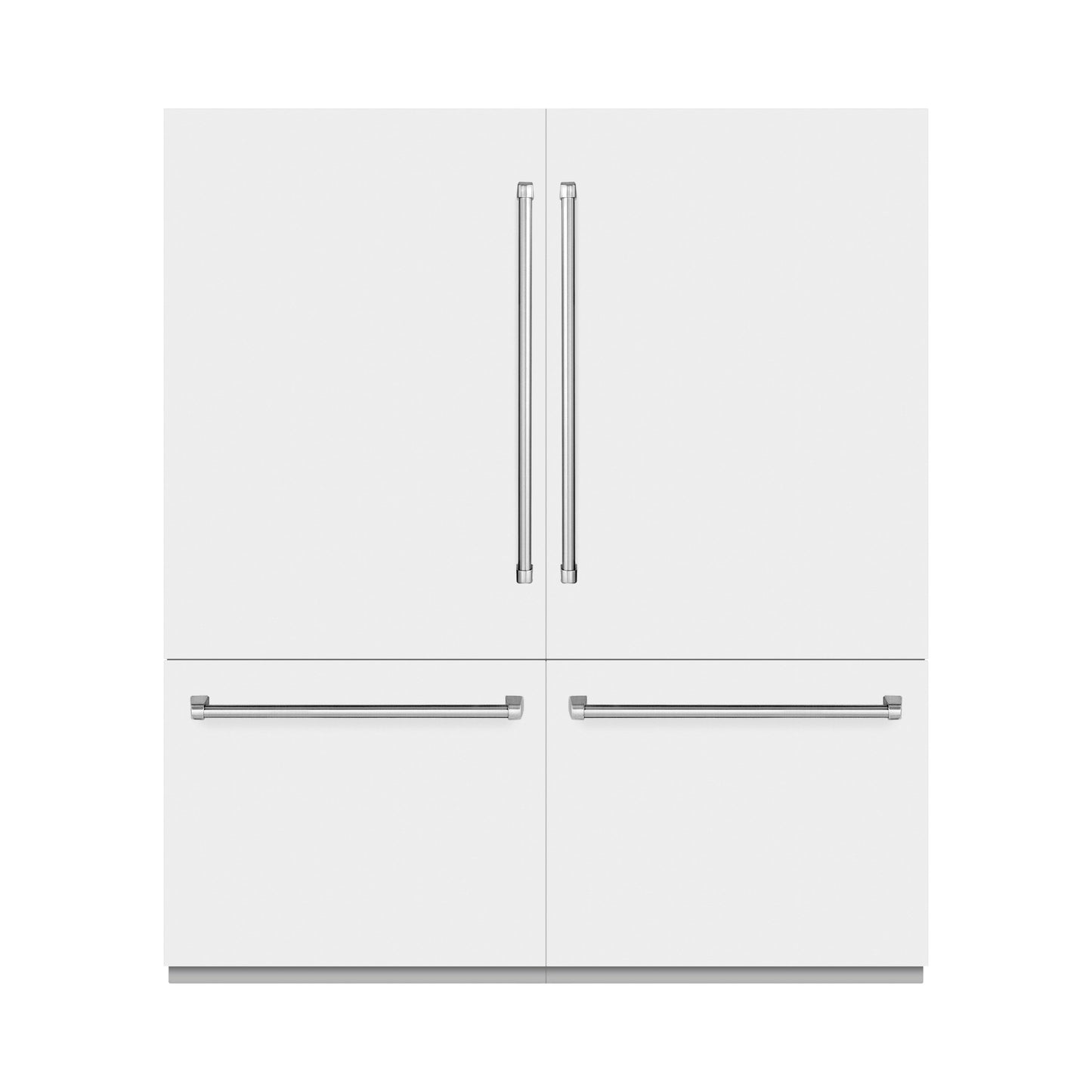 ZLINE 72 in. 39.6 cu. ft. French Door Built-In Bottom Freezer Refrigerator with Water Dispensers and Ice Makers in White Matte (RBIT-WM-72)