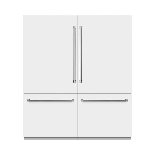 ZLINE 72 in. 39.6 cu. ft. French Door Built-In Bottom Freezer Refrigerator with Water Dispensers and Ice Makers in White Matte (RBIT-WM-72)