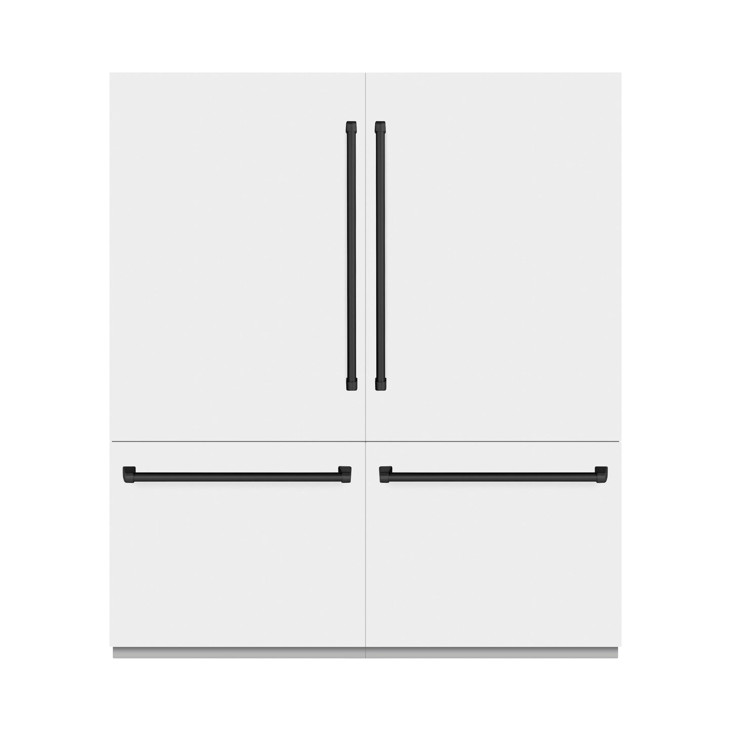 ZLINE Autograph Edition 72 in. 39.6 cu. ft. French Door Built-In Bottom Freezer Refrigerator with Water Dispensers and Ice Makers in White Matte and Matte Black Accents (RBITZ-WM-72-MB)