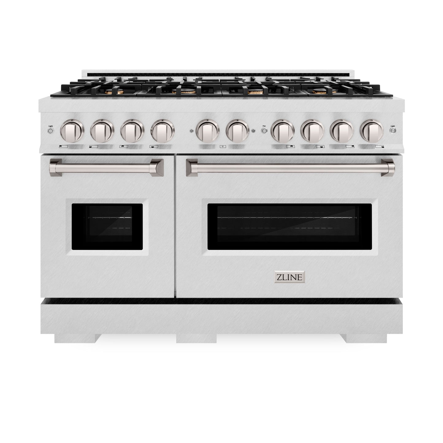 ZLINE 48 in. 6.7 cu. ft. Classic Double Oven Dual Fuel Range in DuraSnow® Stainless Steel with 8 Brass Burners (CDRS-BR-48)