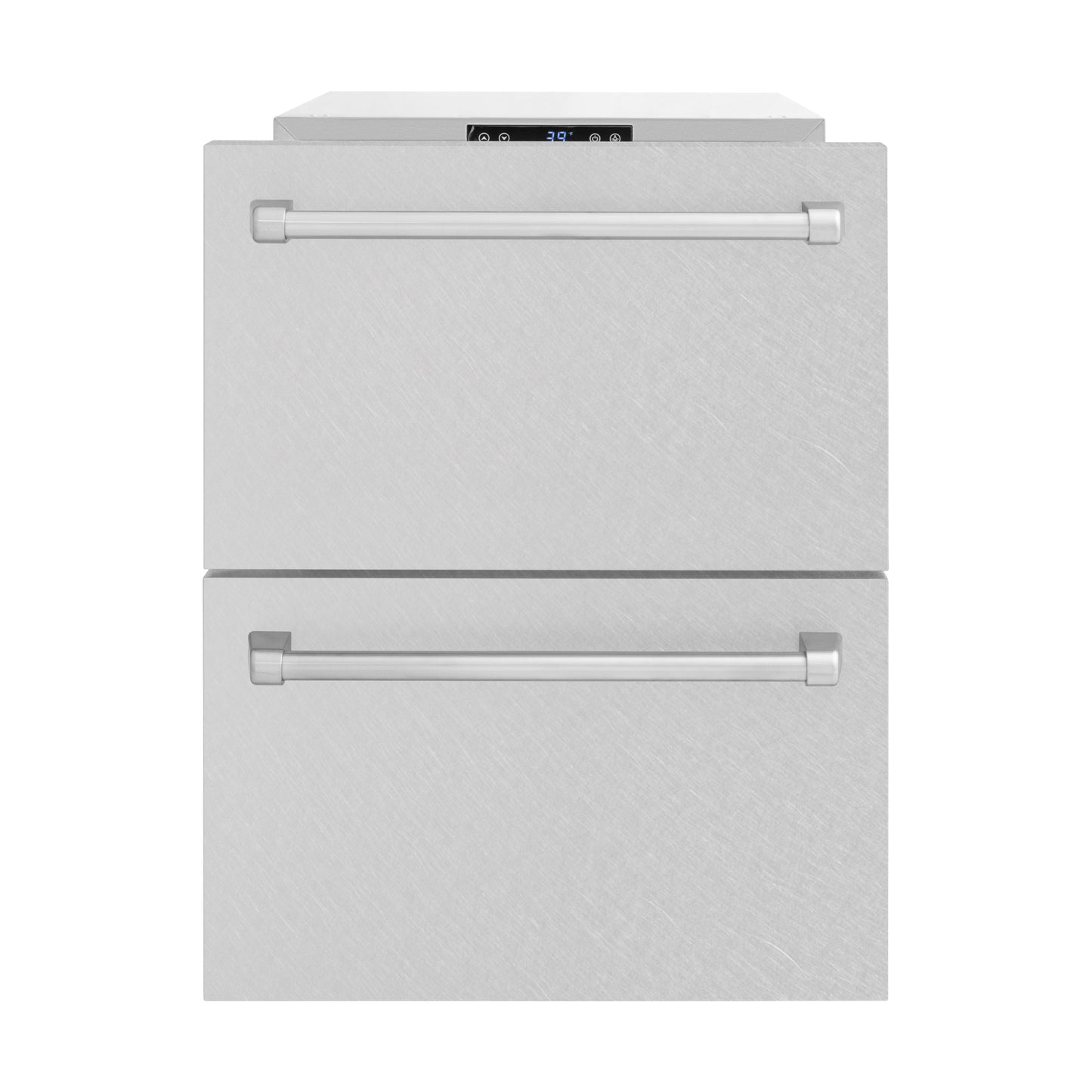ZLINE 24 in. Touchstone 168 Can Outdoor-Rated Dual Refrigerator Drawer with DuraSnow® Stainless Steel Doors (RDSO-SN-24)