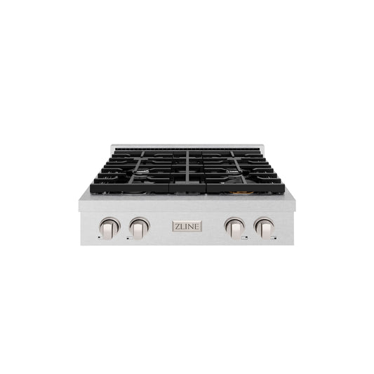 ZLINE 30 in. Paramount Gas Rangetop with 4 Burners and Porcelain Cooktop in DuraSnow® Stainless Steel (SRTS-30)