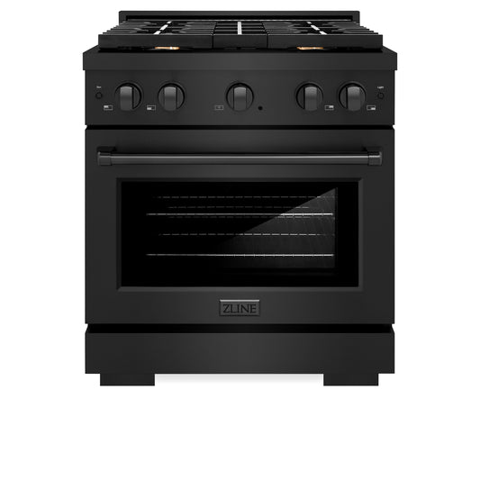 ZLINE 36 in. 5.2 cu. ft. Paramount Gas Range with Convection Gas Oven in Black Stainless Steel with 6 Brass Burners (SGRB-BR-36)