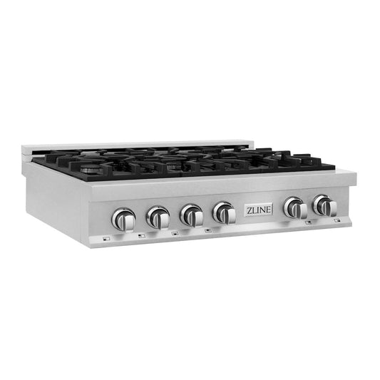 ZLINE 36 in. Legacy Gas Rangetop with 6 Burners and Porcelain Cooktop in DuraSnow® Stainless Steel (RTS-36)