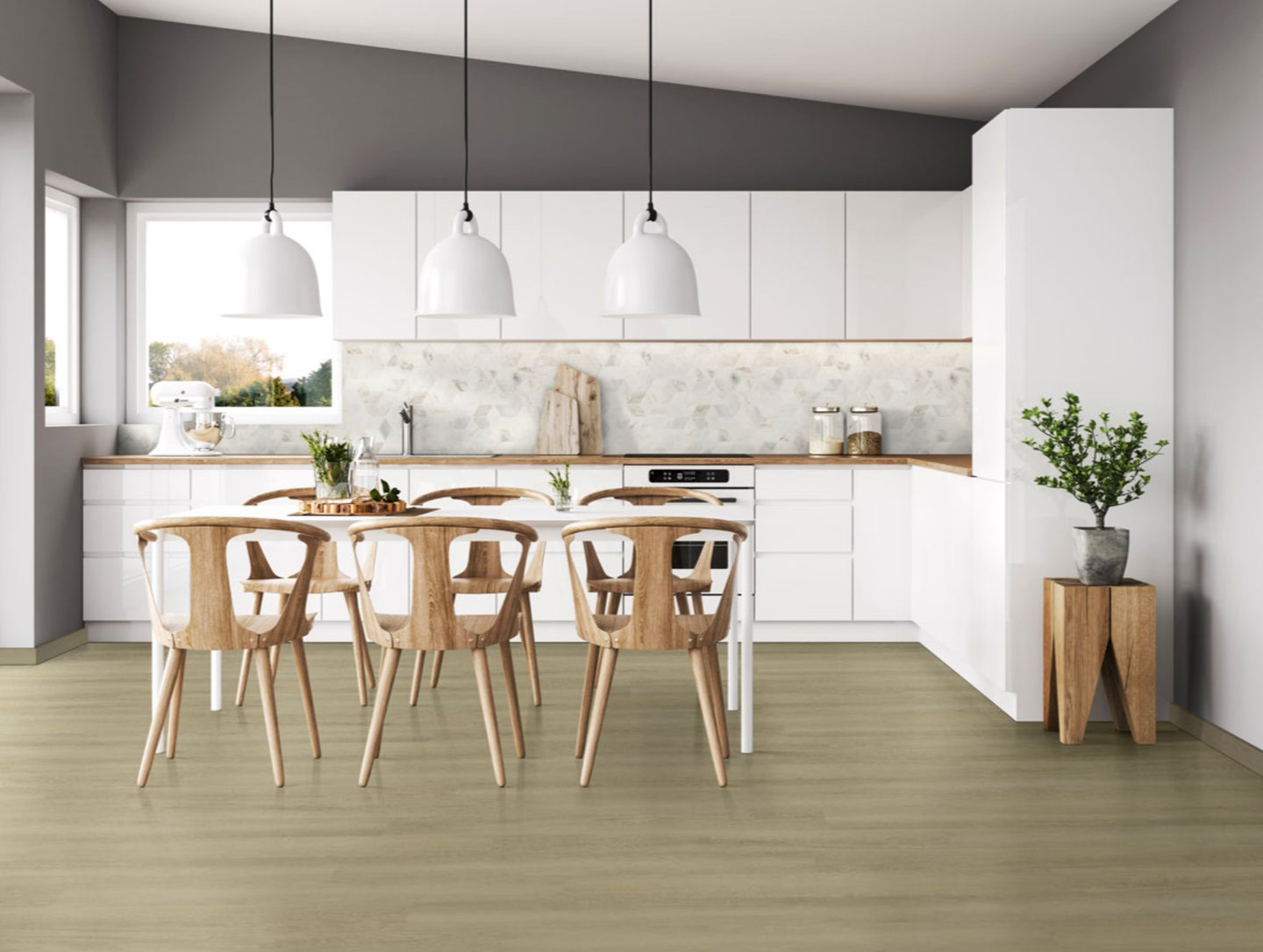 Ashton Benton Blonde Luxury Vinyl Flooring featured in a modern kitchen