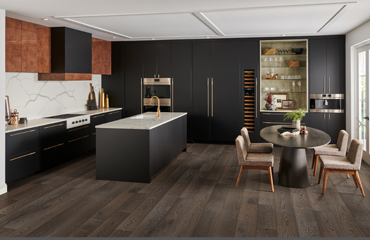 Ladson Atwood Flooring featured in an eat in modern kitchen space