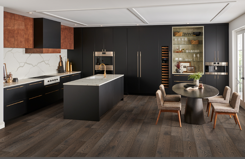 Ladson Atwood Flooring featured in an eat in modern kitchen space