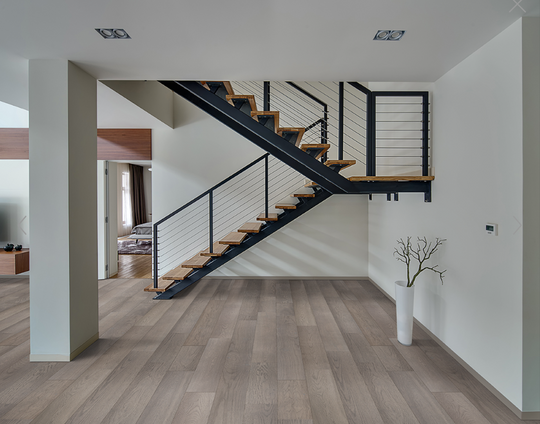 Ladson Bourland Flooring featured in a modern stairwell