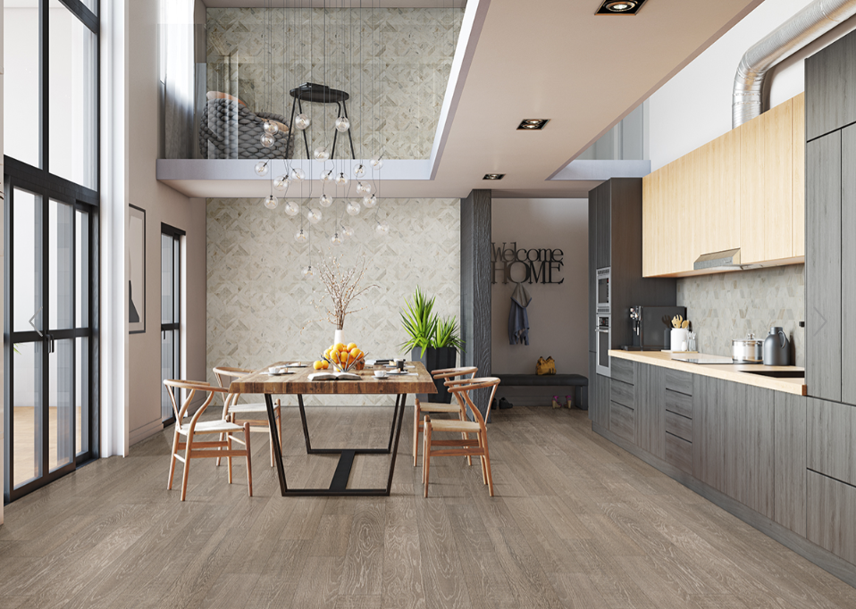 Ladson Hinton Flooring featured in a modern loft kitchen space