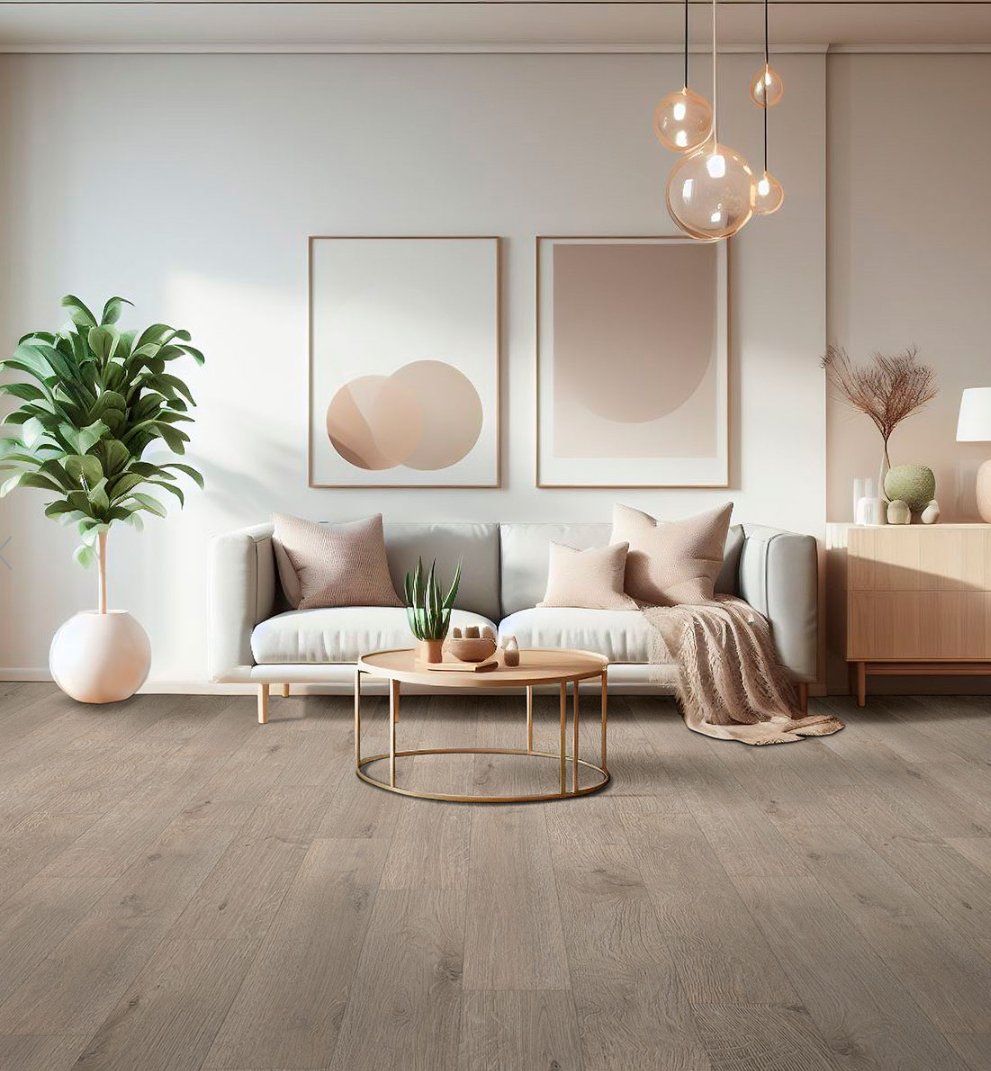 Andover Daria Umber - Luxury Vinyl Flooring featured in a modern style living room