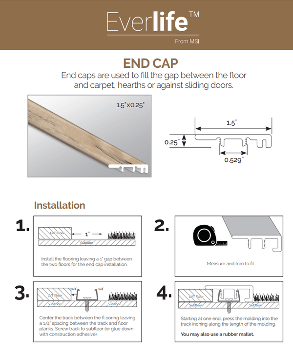 END CAP 1.5"x0.25”x94" - Luxury Vinyl Flooring Brochure