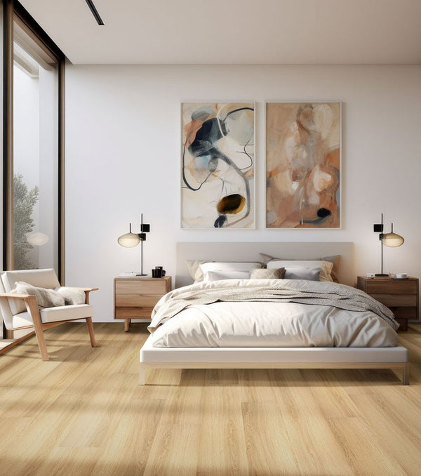 Laurel Cabana - Luxury Vinyl Flooring featured in a modern bedroom