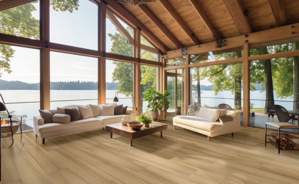 Laurel Reserve Cabana - Luxury Vinyl Flooring featured in a lakeside sun room