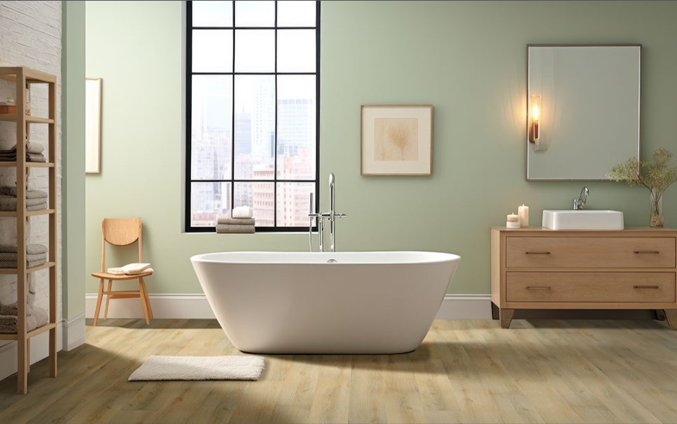 Laurel Reserve Tranquilla - Luxury Vinyl Flooring featured in an elegant master bathroom