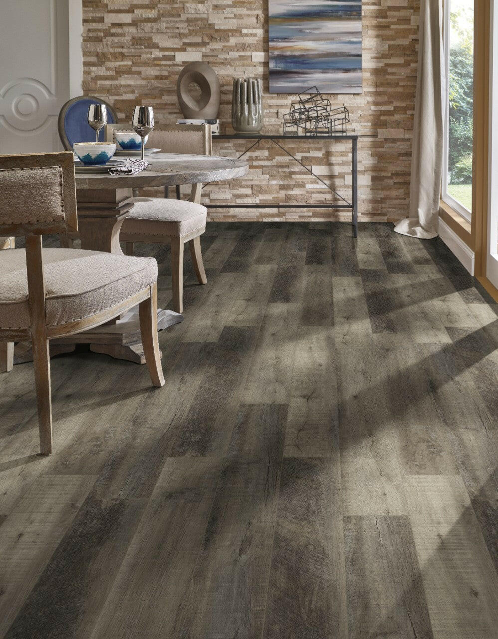 MSI Cyrus Wolfeboro Luxury Vinyl Plank - Luxury Vinyl Flooring featured in a dining room