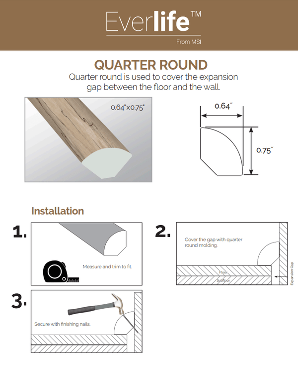 QUARTER ROUND 0.64"x0.75”x94" - Luxury Vinyl Flooring Brochure