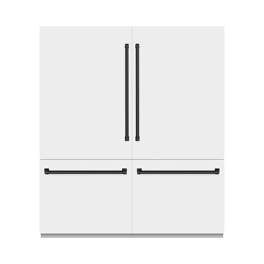 ZLINE Autograph Edition 72 in. 39.6 cu. ft. French Door Built-In Bottom Freezer Refrigerator with Water Dispensers and Ice Makers in White Matte and Matte Black Accents (RBITZ-WM-72-MB)