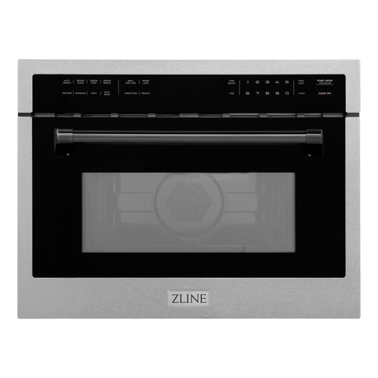 ZLINE 24 In. Autograph Microwave Oven in DuraSnow Stainless with Matte Black Accents (MWOZ-24-SS-MB)